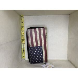 Alfa Bags USA Flag Double Zipper Women Wallet Clutch Purse